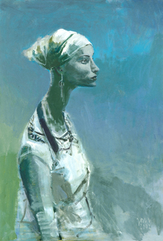 Claudia in Blau, 2002, Acryl/ Lwd., 